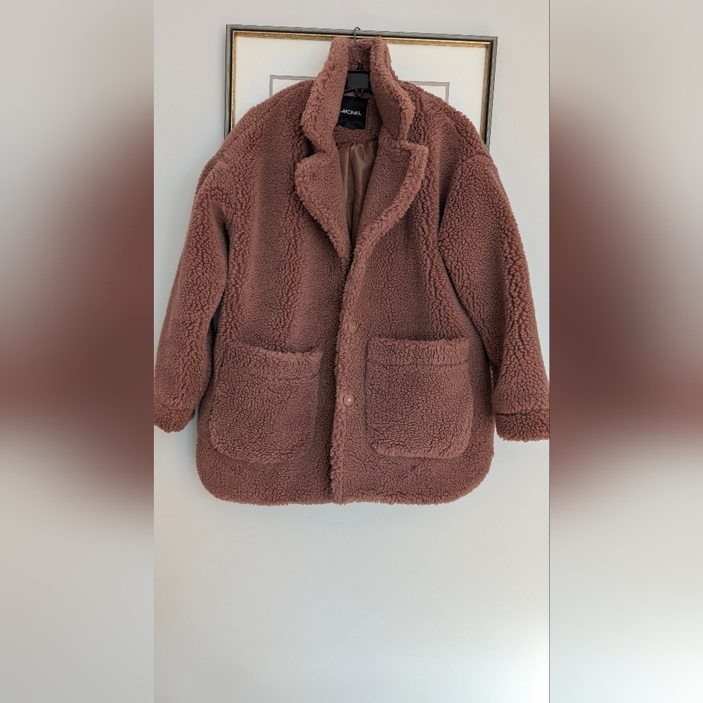 Monki Oversized Teddy Jacket Size S